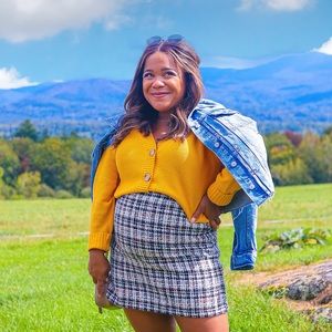 LOFT MUSTARD YELLOW BUTTON UP CARDIGAN